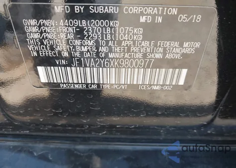 2019 Subaru Wrx Sti Limited z USA, uszkodzony, nr VIN JF1VA2Y6XK9800977